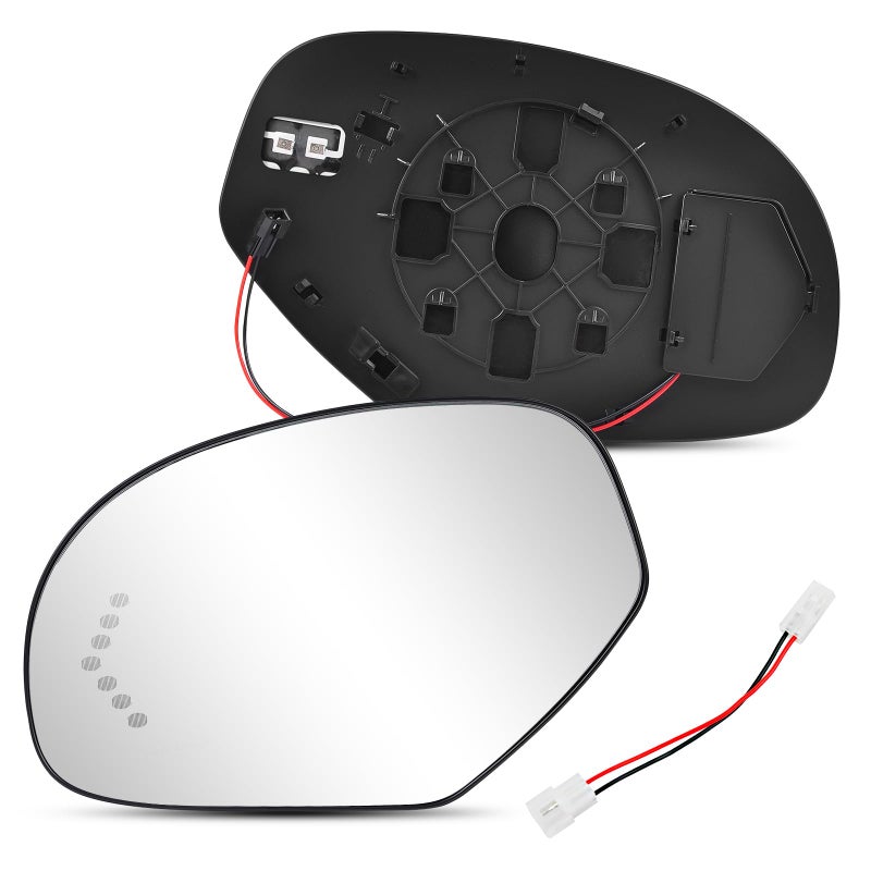 GM1324138 Driver Left Side Mirror Glass Replacement for 20072013 Chevy Silverado Avalanche Suburban Tahoe GMC Sierra Yukon 1500 2500HD 3500HD Cadillac Escalade Heated Glass with Turn Signal Light